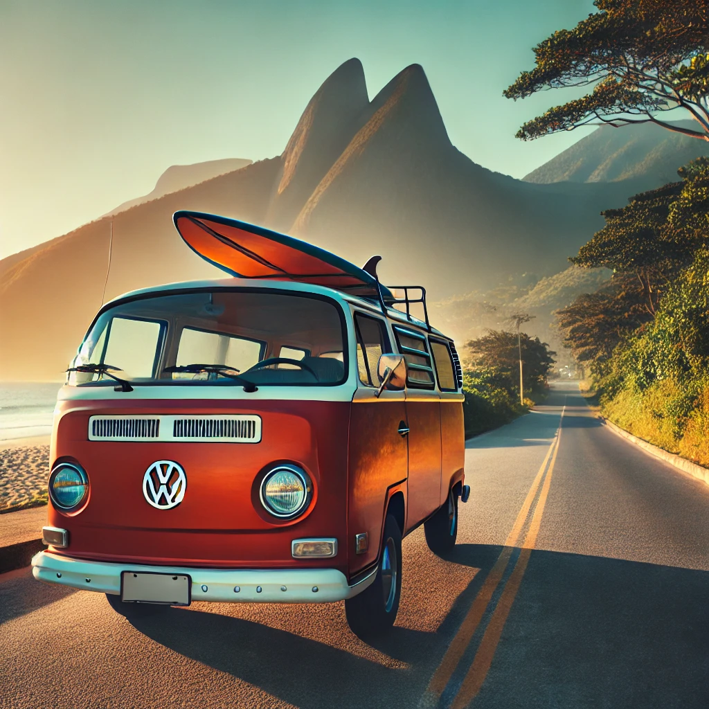 DALL·E-2025-03-07-12.16.47-A-vintage-Volkswagen-van-parked-on-a-scenic-road-with-mountains-in-the-background.-The-van-is-brightly-colored-possibly-orange-or-blue-with-a-surfbo